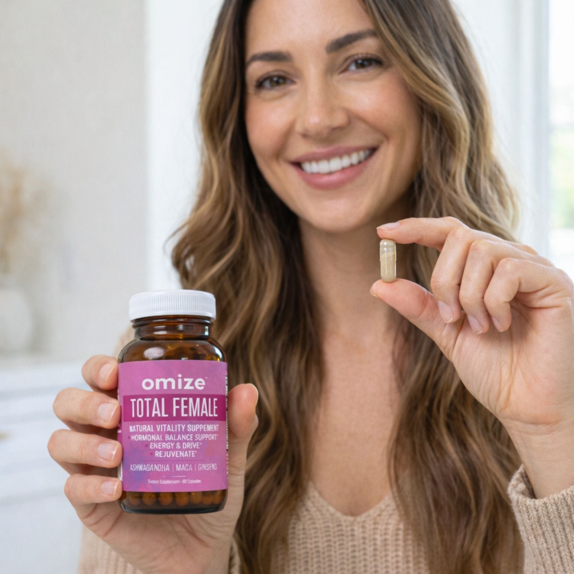 Packaging of Premium Feminine Balance Gummies with customer review images and text.